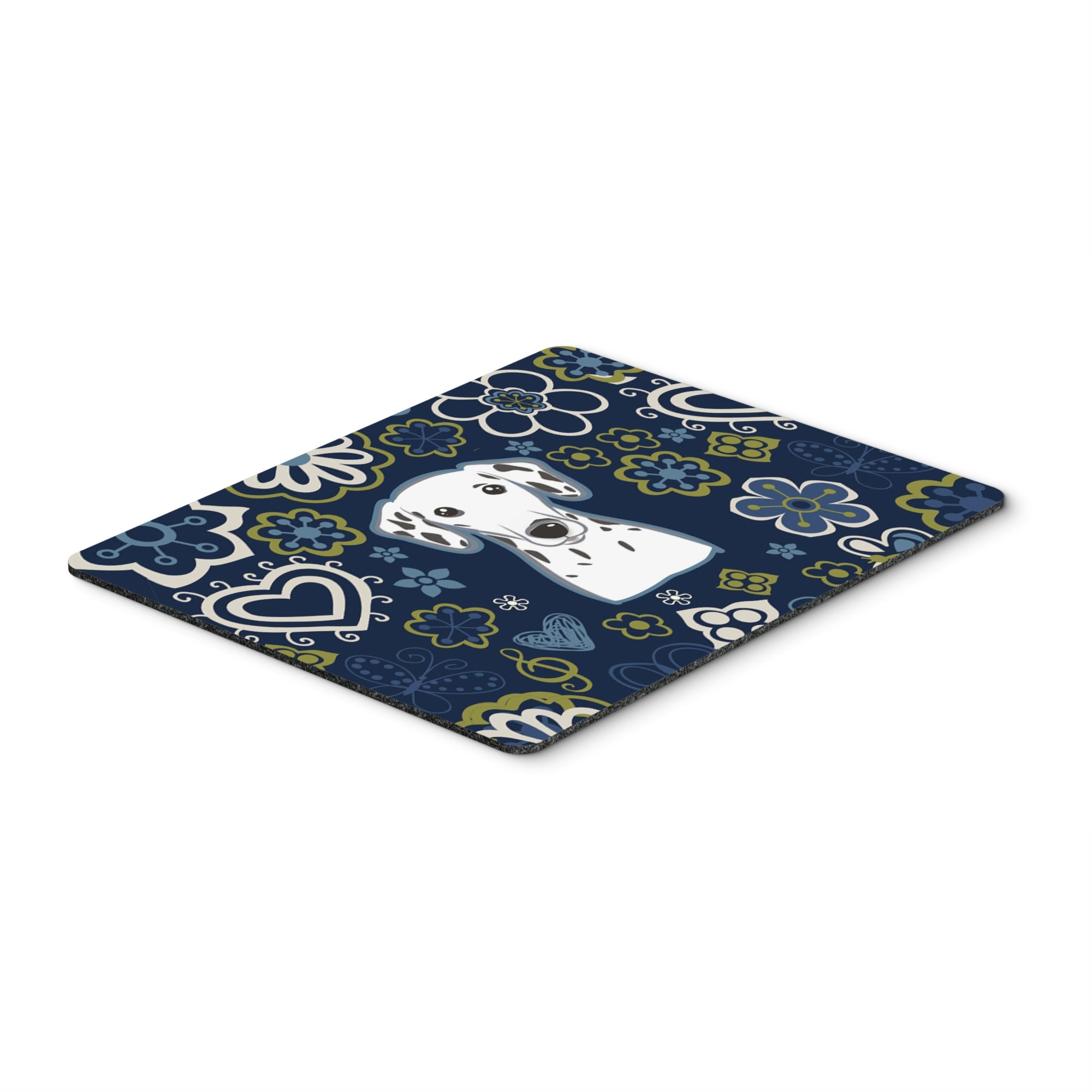Blue Flowers Dalmatian Mouse Pad, Hot Pad Or Trivet
