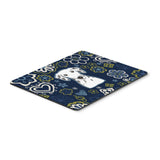 Blue Flowers Dalmatian Mouse Pad, Hot Pad Or Trivet