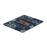 Blue Flowers German Shepherd Mouse Pad, Hot Pad Or Trivet