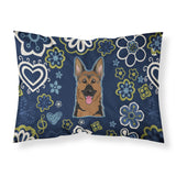 Blue Flowers German Shepherd Fabric Standard Pillowcase