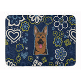 Caroline'S Treasures Blue Flowers German Shepherd Floor Mat, 19 X 27, Multicolor