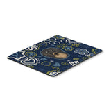 Blue Flowers Longhair Black And Tan Dachshund Mouse Pad, Hot Pad Or Trivet