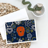 Blue Flowers Longhair Red Dachshund Greeting Cards And Envelopes Pack Of 8