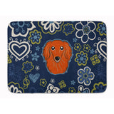 Caroline'S Treasures Blue Flowers Longhair Red Dachshund Floor Mat, 19 X 27, Multicolor