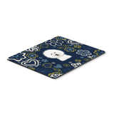 Blue Flowers Bichon Frise Mouse Pad, Hot Pad Or Trivet