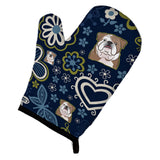 Caroline'S Treasures Blue Flowers English Bulldog, Large, Multicolor Oven Mitt