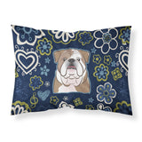 Blue Flowers English Bulldog Fabric Standard Pillowcase