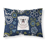 Blue Flowers White English Bulldog Fabric Standard Pillowcase