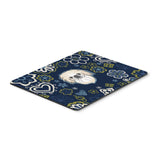 Blue Flowers Pekingese Mouse Pad, Hot Pad Or Trivet