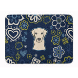 Caroline'S Treasures Blue Flowers Yellow Labrador Floor Mat, 19 X 27, Multicolor