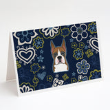 Blue Flowers Boxer Greeting Cards And Envelopes Pack Of 8
