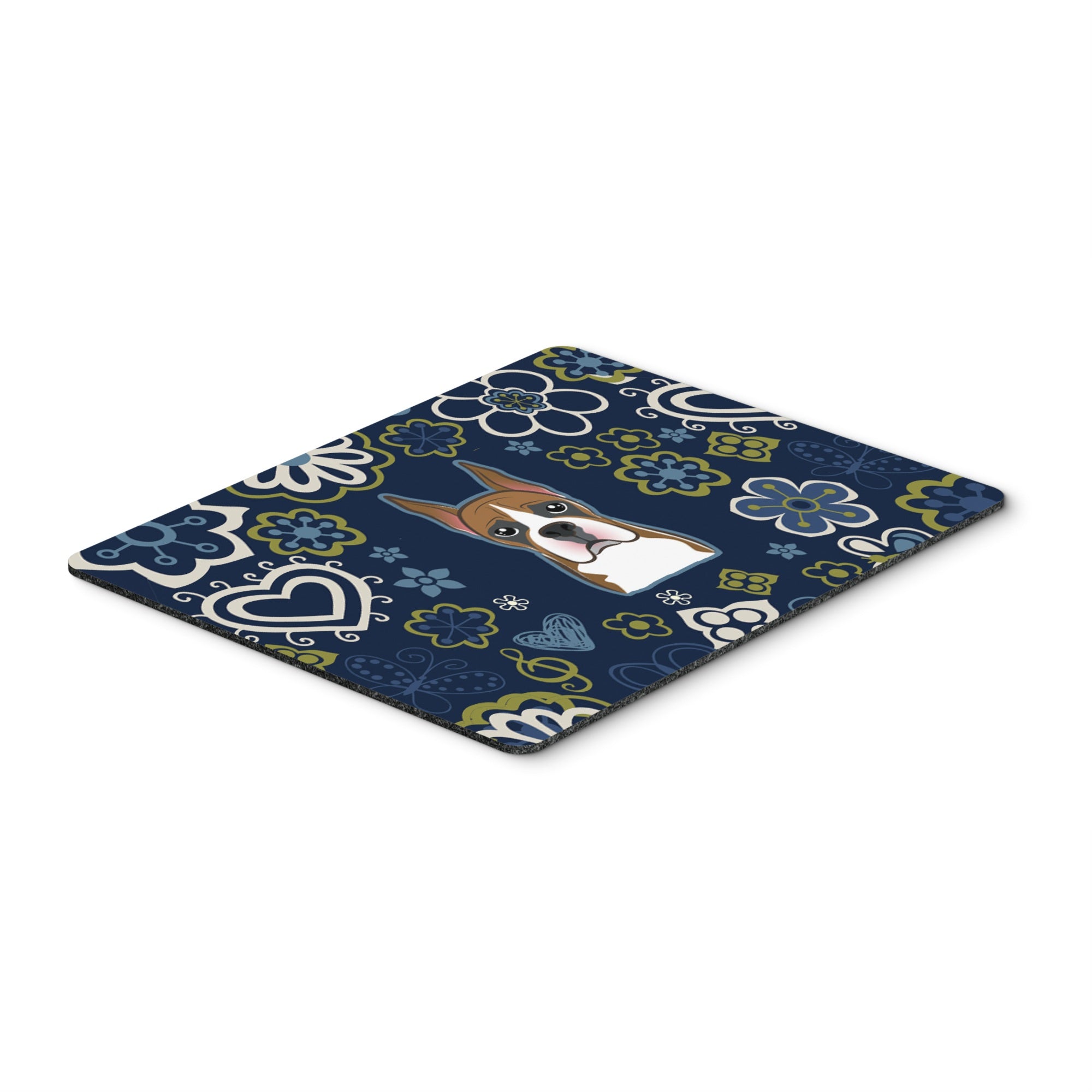 Blue Flowers Boxer Mouse Pad, Hot Pad Or Trivet