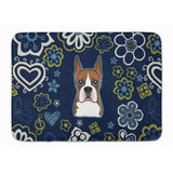 Caroline'S Treasures Blue Flowers Boxer Floor Mat, 19 X 27, Multicolor