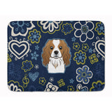Caroline'S Treasures Blue Flowers Cavalier Spaniel Floor Mat, 19 X 27, Multicolor