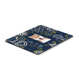 Blue Flowers Shiba Inu Mouse Pad, Hot Pad Or Trivet
