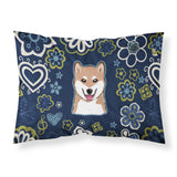 Blue Flowers Shiba Inu Fabric Standard Pillowcase