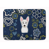 Caroline'S Treasures Blue Flowers Westie Floor Mat, 19 X 27, Multicolor