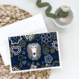 Blue Flowers Saluki Greeting Cards And Envelopes Pack Of 8