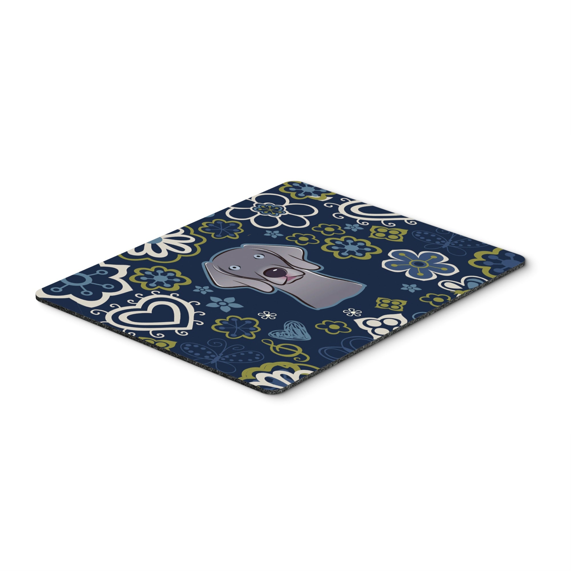 Blue Flowers Weimaraner Mouse Pad, Hot Pad Or Trivet