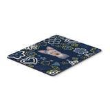 Blue Flowers Yorkie Puppy Mouse Pad, Hot Pad Or Trivet