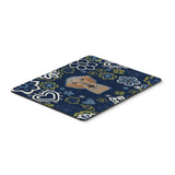 Blue Flowers Wirehaired Dachshund Mouse Pad, Hot Pad Or Trivet