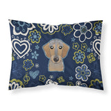 Blue Flowers Wirehaired Dachshund Fabric Standard Pillowcase