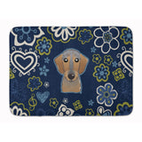 Caroline'S Treasures Blue Flowers Wirehaired Dachshund Floor Mat, 19 X 27, Multicolor