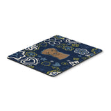 Blue Flowers Chocolate Labrador Mouse Pad, Hot Pad Or Trivet