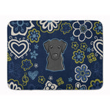 Caroline'S Treasures Blue Flowers Black Labrador Floor Mat, 19 X 27, Multicolor