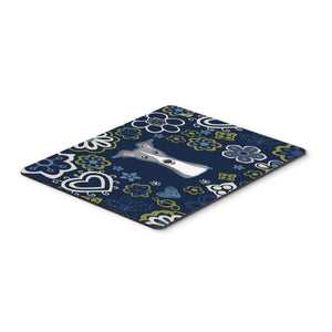 Blue Flowers Italian Greyhound Mouse Pad, Hot Pad Or Trivet