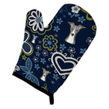 Caroline'S Treasures Blue Flowers Italian Greyhound, Large, Multicolor Oven Mitt