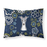 Blue Flowers Italian Greyhound Fabric Standard Pillowcase
