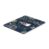 Blue Flowers Bernese Mountain Dog Mouse Pad, Hot Pad Or Trivet