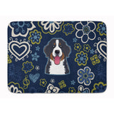 Caroline'S Treasures Blue Flowers Bernese Mountain Dog Floor Mat, 19 X 27, Multicolor