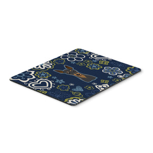 Blue Flowers Min Pin Mouse Pad, Hot Pad Or Trivet