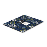 Blue Flowers Border Collie Mouse Pad, Hot Pad Or Trivet