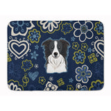 Caroline'S Treasures Blue Flowers Border Collie Floor Mat, 19 X 27, Multicolor