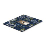 Blue Flowers Sheltie Mouse Pad, Hot Pad Or Trivet