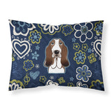 Blue Flowers Basset Hound Fabric Standard Pillowcase