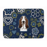 Caroline'S Treasures Blue Flowers Basset Hound Floor Mat, 19 X 27, Multicolor