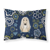 Blue Flowers Afghan Hound Fabric Standard Pillowcase
