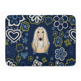 Caroline'S Treasures Blue Flowers Afghan Hound Floor Mat, 19 X 27, Multicolor