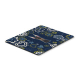 Blue Flowers Doberman Pinscher Mouse Pad, Hot Pad Or Trivet