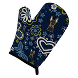 Caroline'S Treasures Blue Flowers Doberman Pinscher, Large, Multicolor Oven Mitt