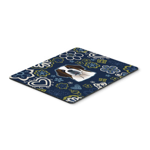 Blue Flowers Saint Bernard Mouse Pad, Hot Pad Or Trivet