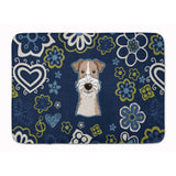 Caroline'S Treasures Blue Flowers Wire Haired Fox Terrier Floor Mat, 19 X 27, Multicolor
