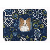 Caroline'S Treasures Blue Flowers Papillon Floor Mat, 19 X 27, Multicolor