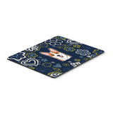Blue Flowers Red Corgi Mouse Pad, Hot Pad Or Trivet