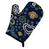 Caroline'S Treasures Blue Flowers Chocolate Brown Poodle, Large, Multicolor Oven Mitt