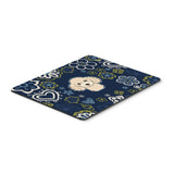 Blue Flowers Buff Poodle Mouse Pad, Hot Pad Or Trivet